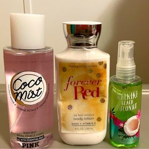 VICTORIA’S SECERT BBW BODY BUNDLE COCO MIST 🥥FOREVER RED WAIKIKI BEACH COCONUT